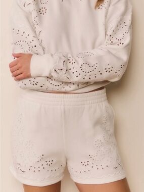 Loveshackfancy ABRAH BANDANA EYELET FLEECE SHORTS